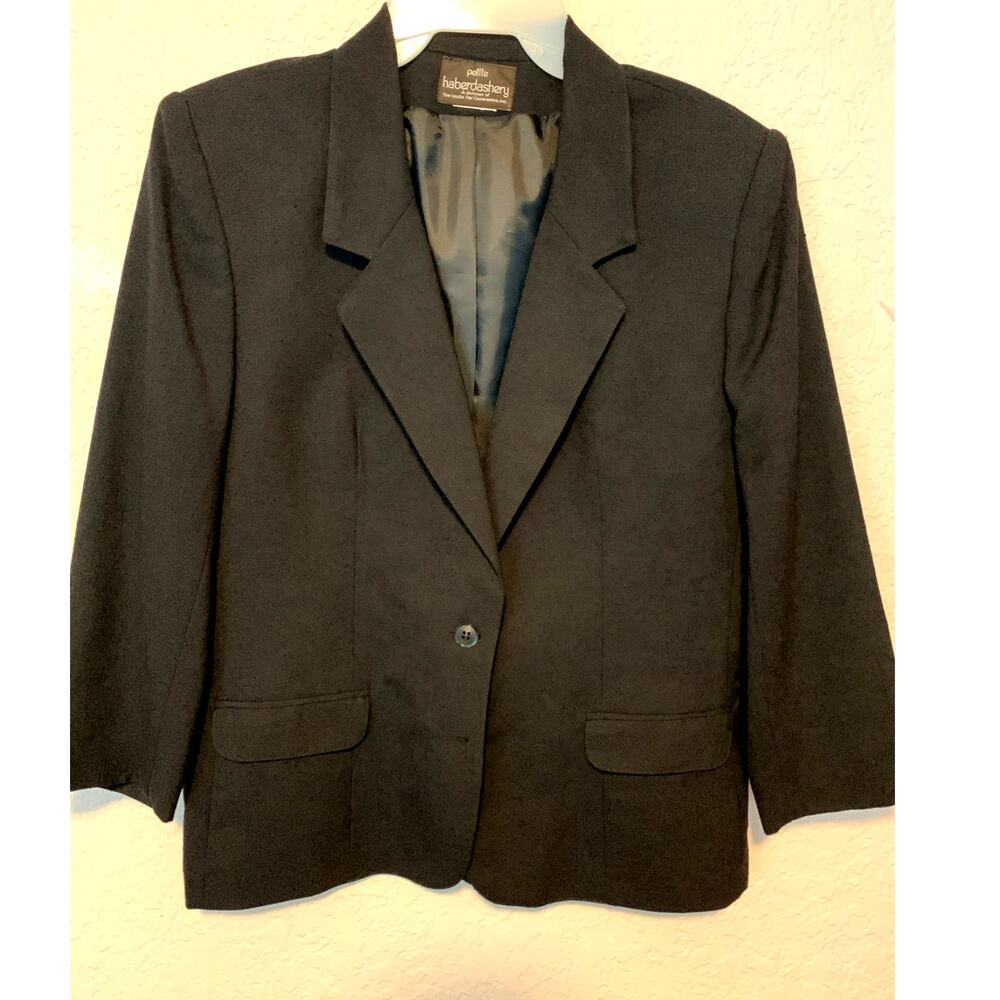 VTG Y2K HABERDASHERY PETITE BLACK BLAZER 2BUTTON LINED WOOL BLEND SIZE 12